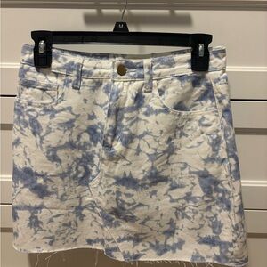Princess Polly Blue and White Tie-Dye Denim Skirt